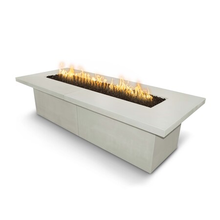 The Outdoor Plus 120 Rectangular Newport Fire Table, GFRC Concrete, Ash, Plug & Play Electronic Ignition, Liquid Propane OPT-NPTT120EKIT-ASH-LP